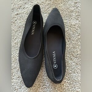 VIVAIA Black Knit Pointed-Toe Ballet Flats - worn once